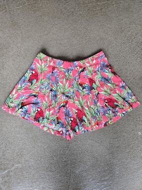 Forever 21 Hot Pink Parrot Print Bermuda Shorts